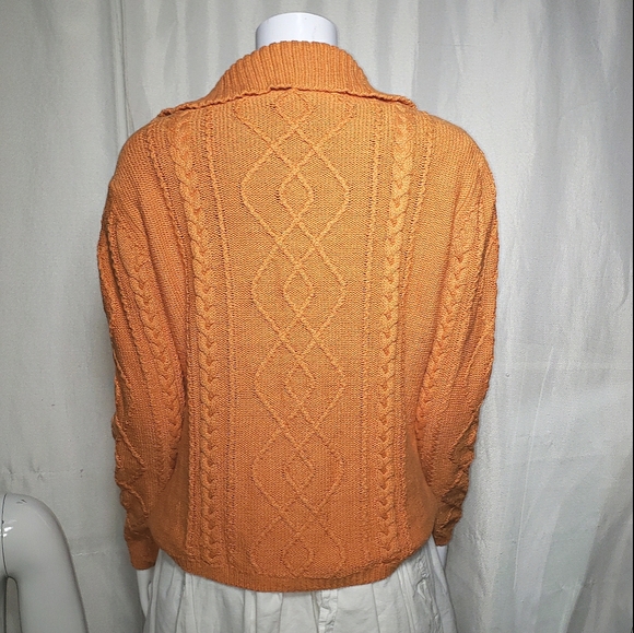 Vintage 90s Talbots Orange Cableknit Sweater Size M - Picture 4 of 6